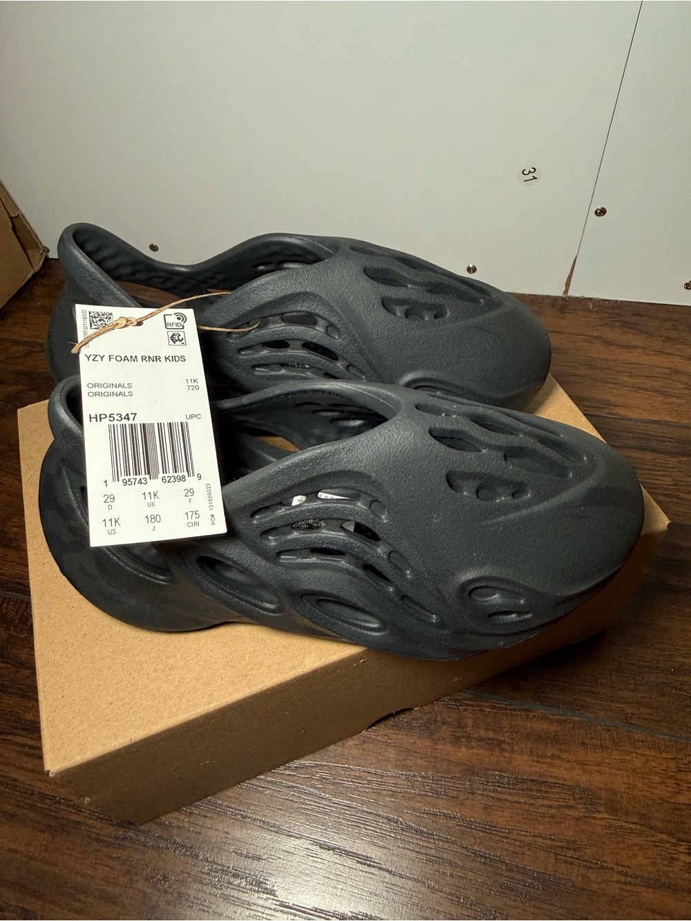 adidas Originals Kids Foam Slip-On Clogs in Charcoal